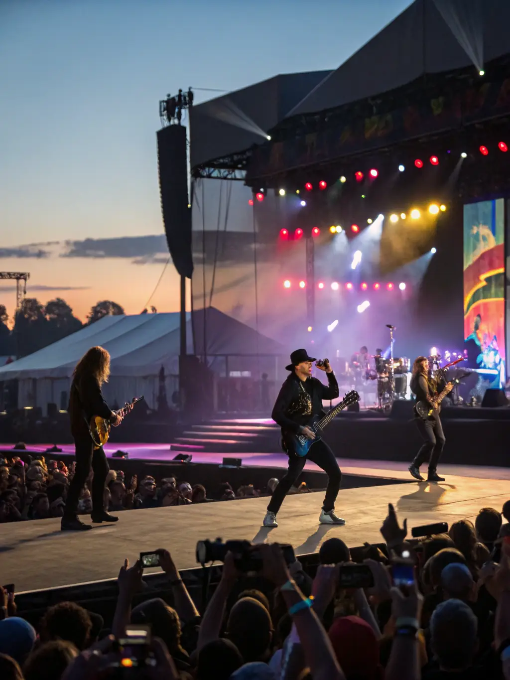 An image of a live band performing on stage, capturing the essence of live music podcasts.